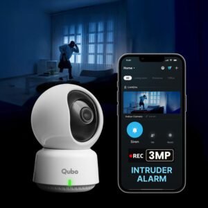 Qubo Smart 360° 3MP [2K] Wi-Fi Security Camera [2026 Edition] by Hero Group | Indoor CCTV Cam for Home | AI Person Detection | Auto-Alarm | NightPulse Vision | SD&Cloud Storage