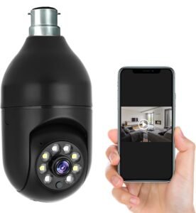 Dr Vision 3MP WiFi Black Light Bulb CCTV Camera Full HD 1080P, 360° PTZ Home Security Camera, Wireless Light Camera for Home Indoor, Night Vision, Two Way Audio & Mobile V380 App (Black Light)