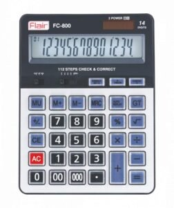 Flair FC-800 Desktop Series Electronic Calculator | LCD Screen Large Display | Dual Power with Solar | 12 Digits Calculator | Use for Stationery, College & Office | Pack of 1