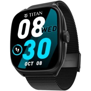 Titan Evolution Smartwatch Comes with 1.85” AMOLED Display with 390 * 450 Pixel Resolution|SingleSync BT Calling|AI Voice Assistant|100+ Sports Modes and Watchfaces|Upto 7 Day Battery|IP68