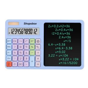 SHOPOBOX 12-Digit Solar Calculator Large LCD Display with LCD Writing,Drawing Board Scientific Calculator Standard Function Calculator - Random Colour