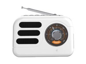 iGear Vintune Retro Radio Mp3 Player with Bluetooth and 3 Band Options FM/AM/SW, USB, TF Card, Rechargeable Battery, Portable Radio (Pearl White)