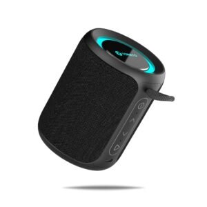 Cosmo 18W Portable Bluetooth Speaker with Immersive 360 Surround Sound, IPX6 Splashproof, RGB Lights, FM Radio, TWS Functionality, Bluetooth 5.3 (Black)