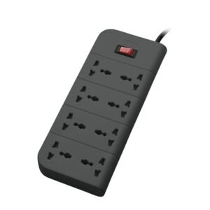 8-Socket Extension Board with Surge Protector Universal Socket with 6.5Ft (2-Meter) Heavy Duty Cable Overload Protection, Comes with 5 Years Manufacturer Warranty, Grey Color, 220 Volts