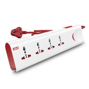3060 Extension Board 10Amp Output 250 Volts with 2 Mtr Extension Cord & Surge Protector | Master Switch, Safety Shutter, 4 International Sockets | Multi Plug Travel Adapter for Home Appliances