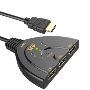 3-Port HDMI Switch 4K, 3x1 Switcher (Automatic Switching) Support Ultra HD 3D HDR Full HD 1080P HDCP, HDMI Splitter Hub Compatible with Apple TV Roku Fire TV Stick