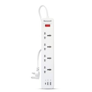 4 Outlet Extension Board with Master Switch, 6 Amps, 250V, 1xType C & 2xUSB, 4 International Sockets, Pure Copper, 6 Advanced Safety Features, 2 Mtr Power Cord, BIS Certified, 1 yr Warranty