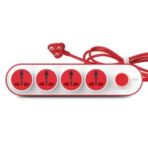 3257 10 Amp Extension Board with 2 Metre Heavy Duty Copper Extension Cord – 4 International Sockets, Master Switch, LED Indicator with Safety Shutter